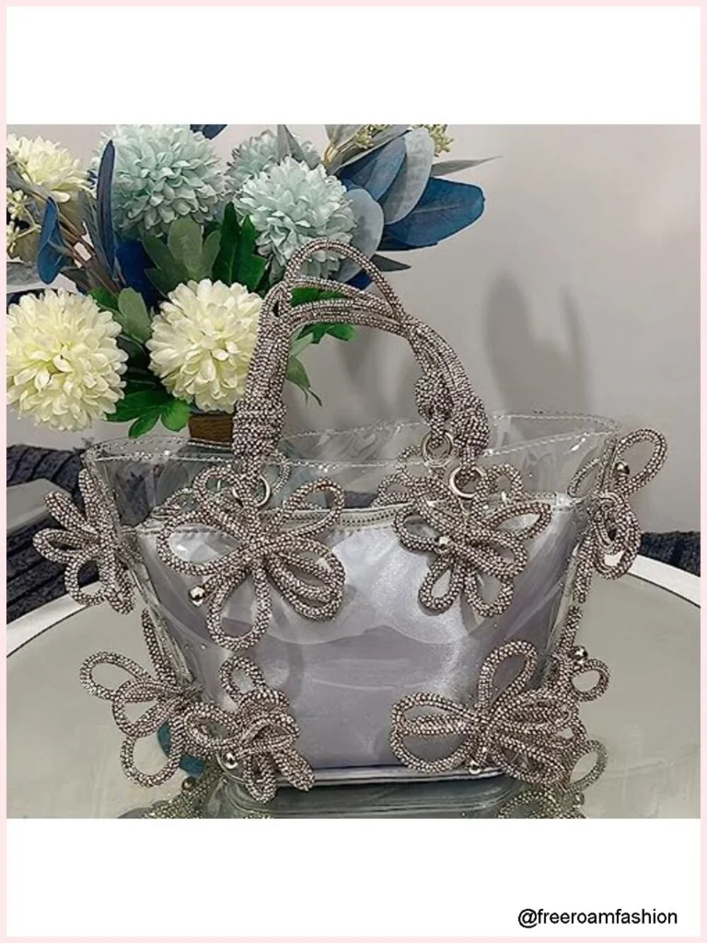 Crystal Rhinestone Evening Bag with Handle for Wedding Prom Party Clutch Purse